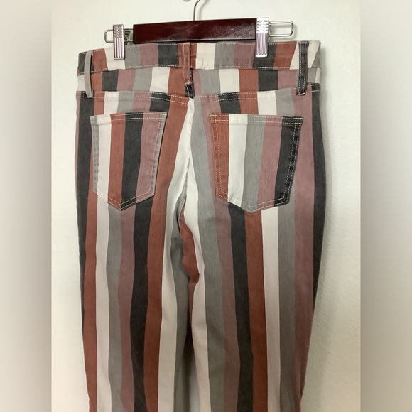Blushing Brunette Stripe Super Flare Jeans Boho Festival WMS SZ L Five Pocket. - Picture 4 of 10